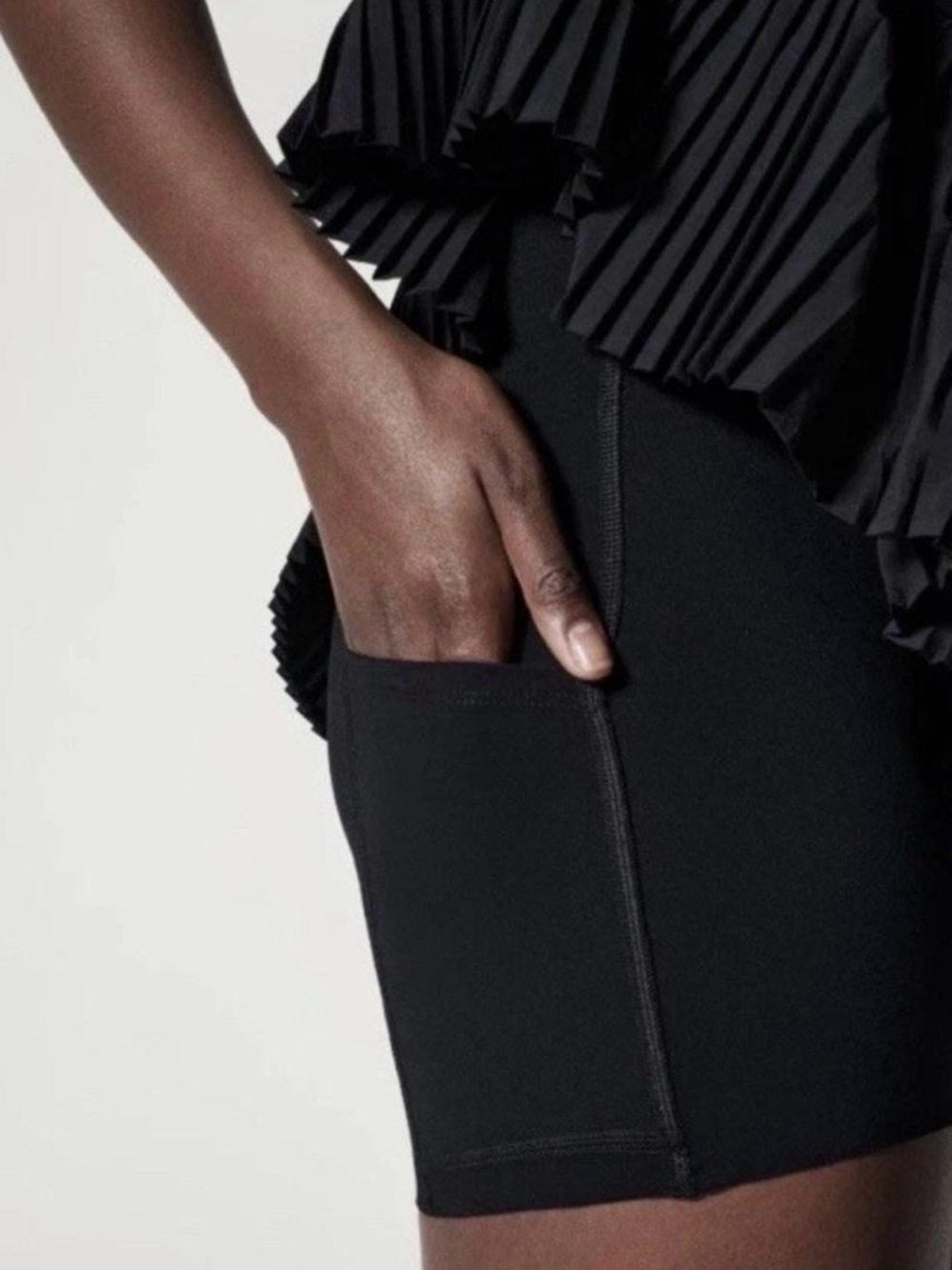 SPANX Yes, Pleats! Black Active Tennis Dress Built-In Shorts Pocket - Picture 5 of 6